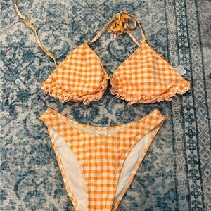 Wild Fable Orange Checkered Swimwear